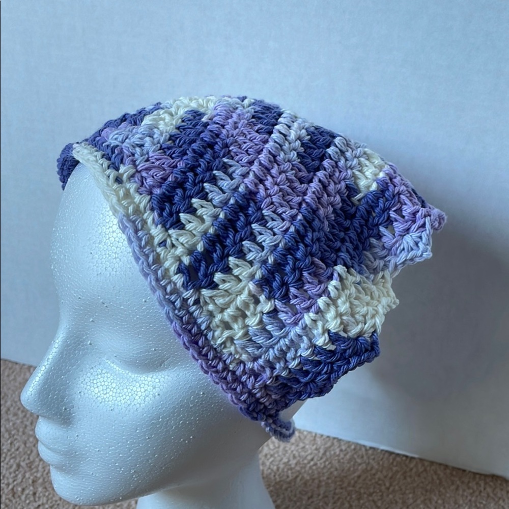 Variegated Purple and Blue Crochet Bandana